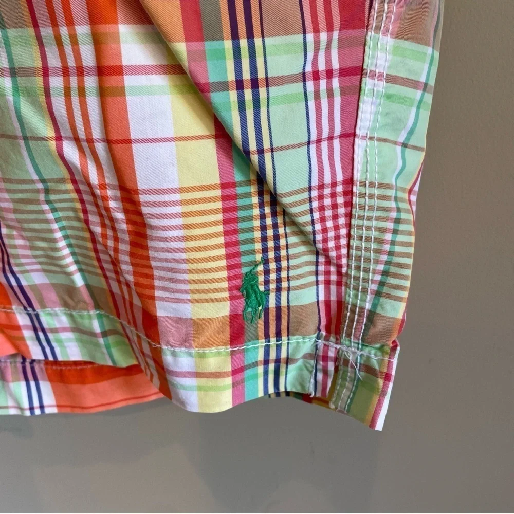 Vintage Polo Ralph Lauren Men's L Lined‎ Swim Shorts Pastel Plaid Preppy Resort